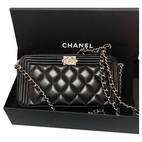 wallet on a chain chanel boy|Chanel small wallet on chain.